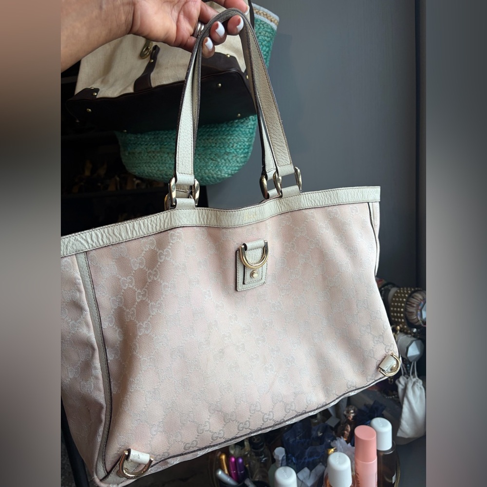 Gucci GG Canvas Tote & Wallet Set Pink Beige Monogram Vintage Luxury Bundle - Picture 4 of 16